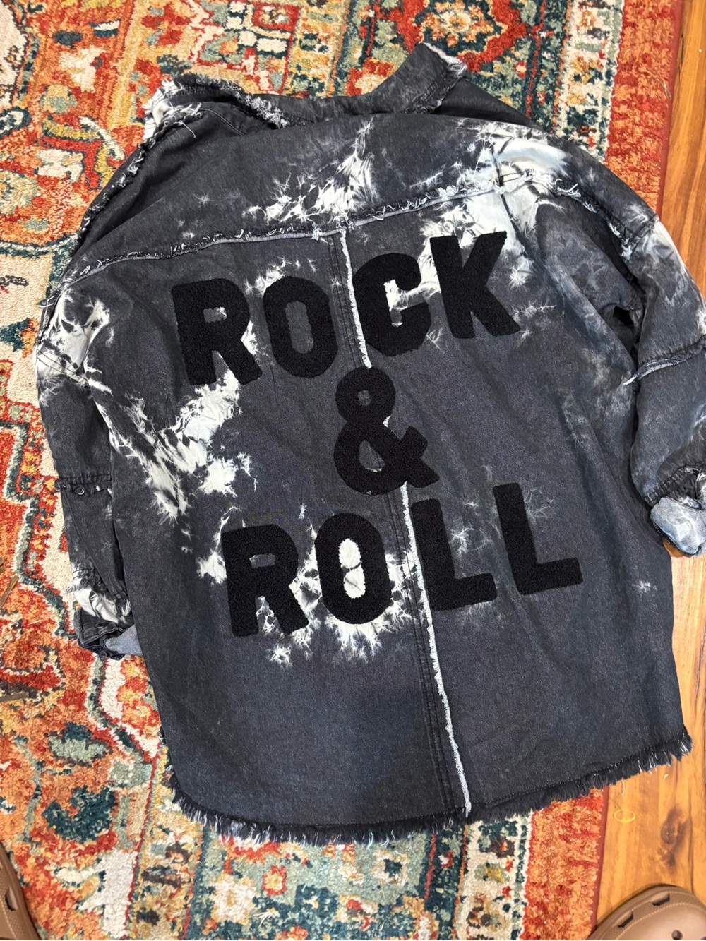 Elan Black & White Washed Denim Jacket